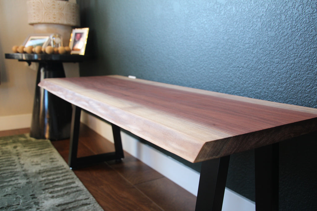 The Alpine Live Edge Walnut Bench